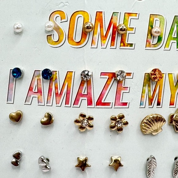 16 pairs Dainty Small Bohemian Jewelry Pierced Ears Fashion Earrings Pearls Stud - Picture 3 of 8